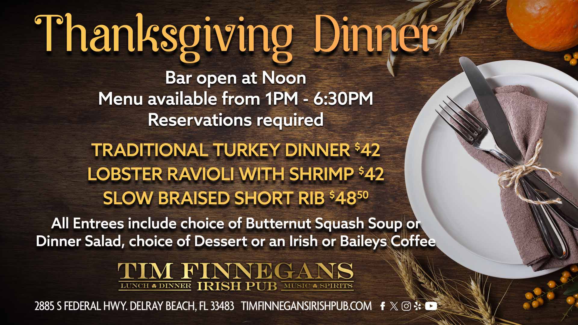 Thanksgiving Dinner at Tim Finnegans