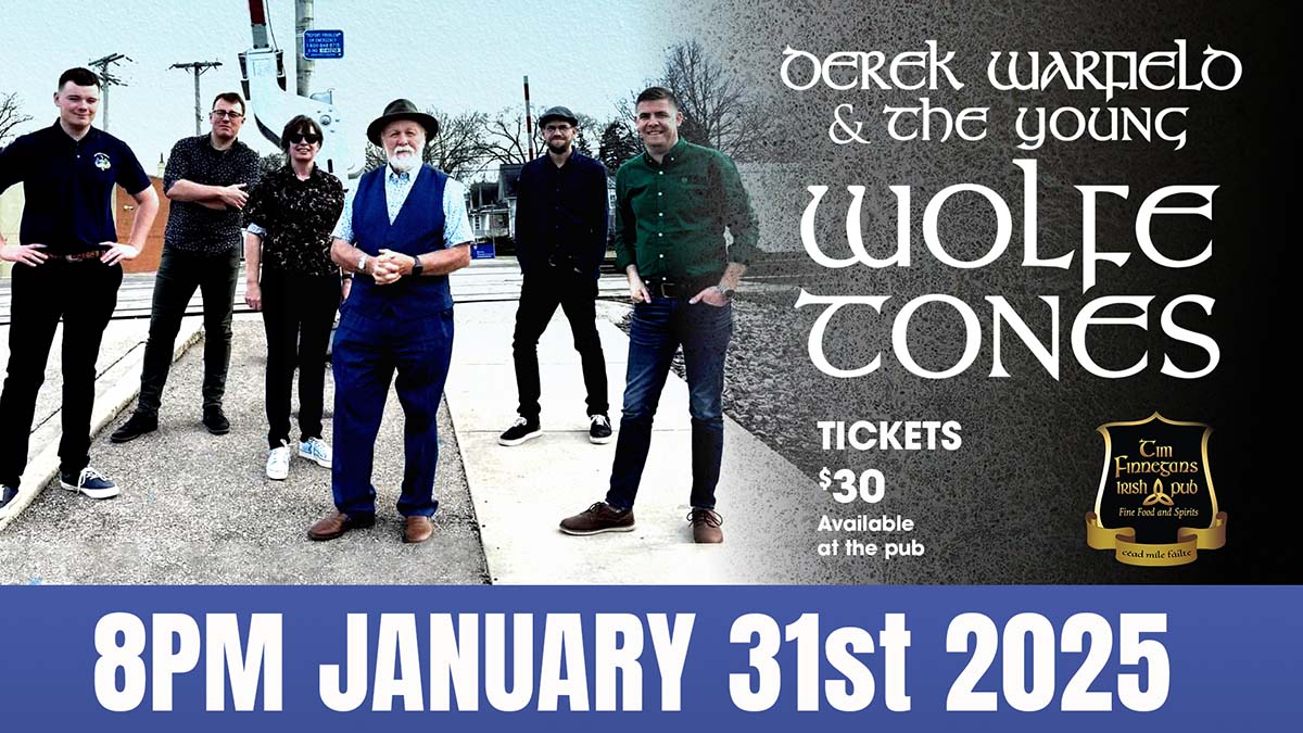 Derek Warfield and The Young Wolfe Tones are coming to Tim Finnegans January 31st 8PM