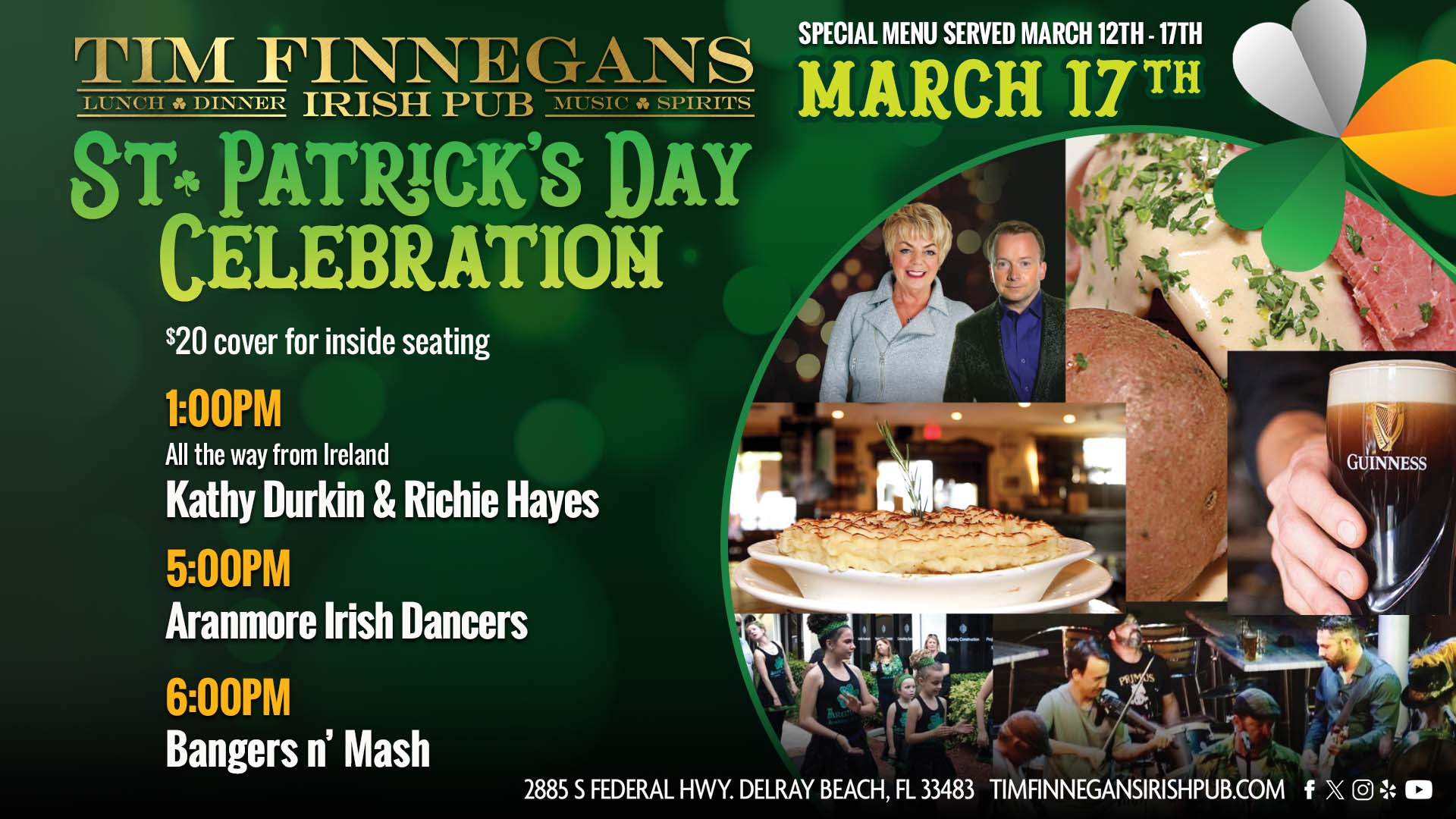 St Patrick's Day Party - March 17thm- Live Music & Dance - Traditional Irish Food & Drink