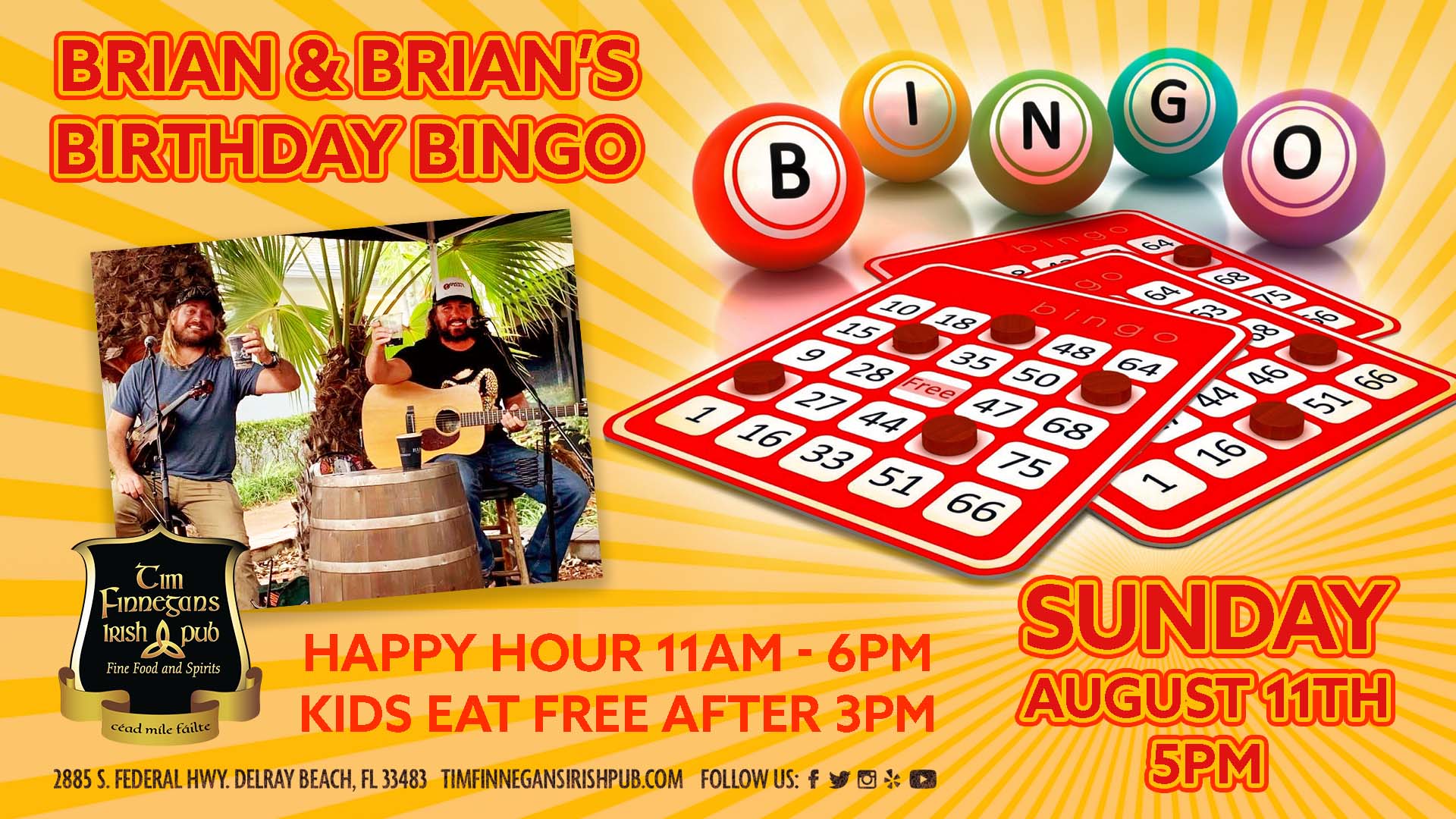 Brian & Brian's Birthday Bingo Sunday August 11 5pm