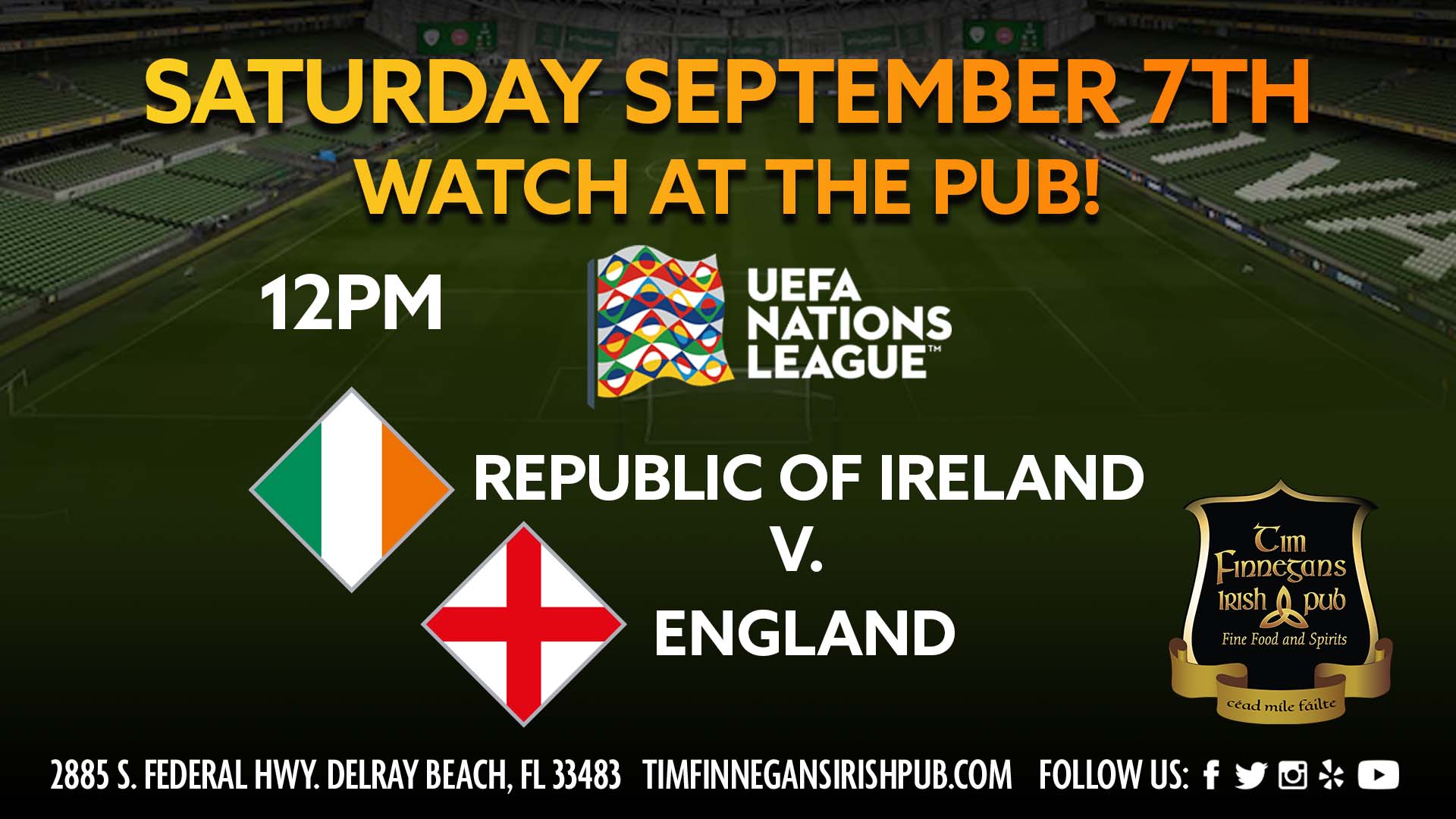 Ireland v England September 7th 12pm