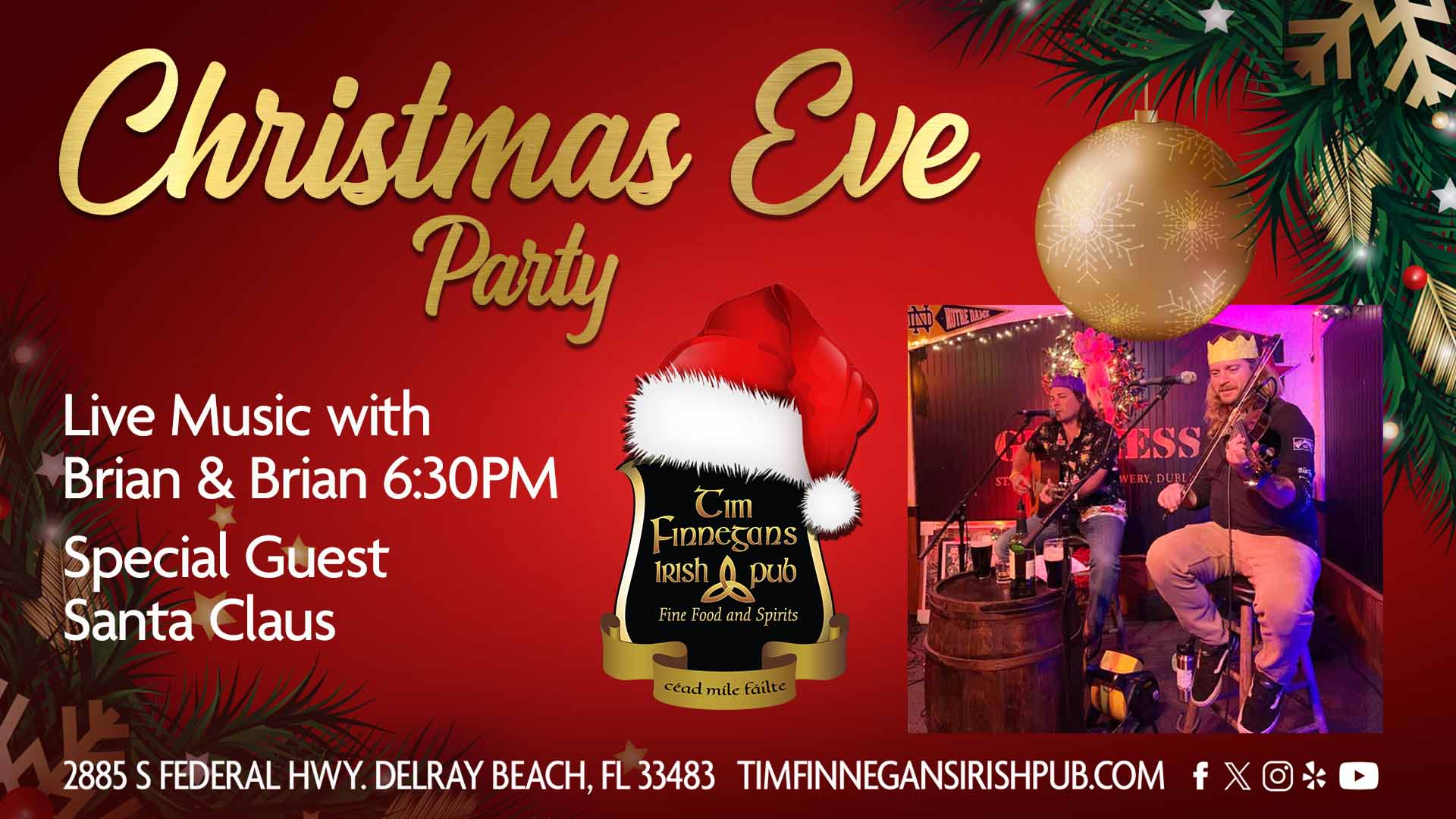 Christmas Eve Party 2025 - Live Music with Brian & Brian with special guest Santa Claus