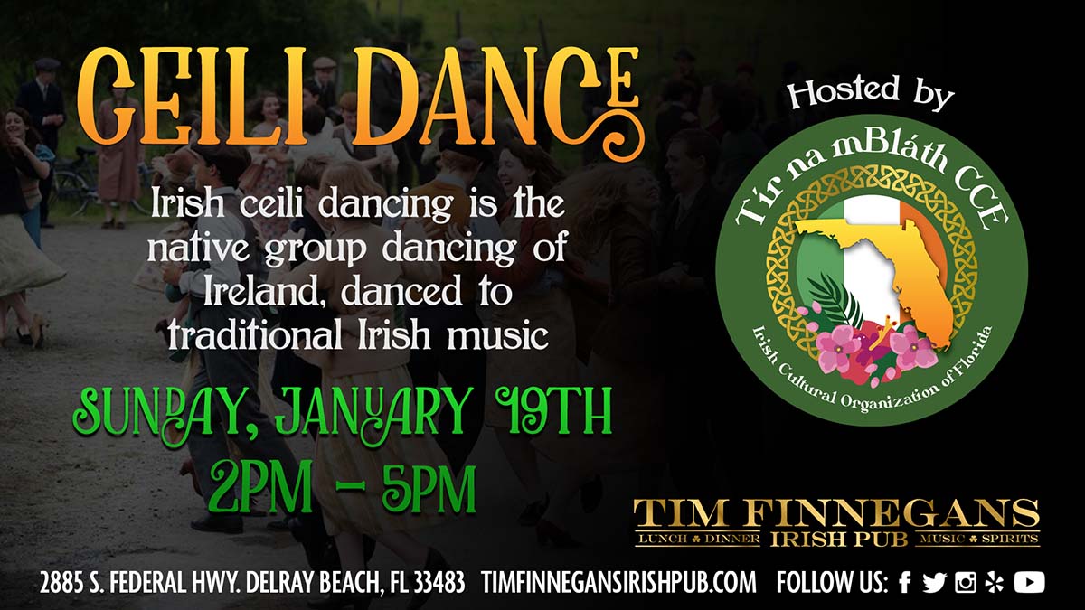 Irish céilí dancing January 19th 2pm-5pm - hosted by Tír na mBláth of SE Florida