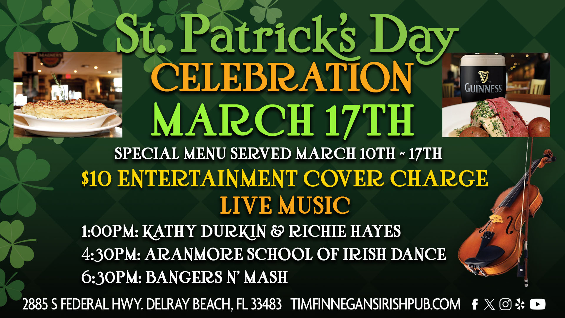 St Patrick's Day Party 2025 at Tim Finnegans - Live Music, Food, Drinks, Irish Dancers - Party Begins at 1PM