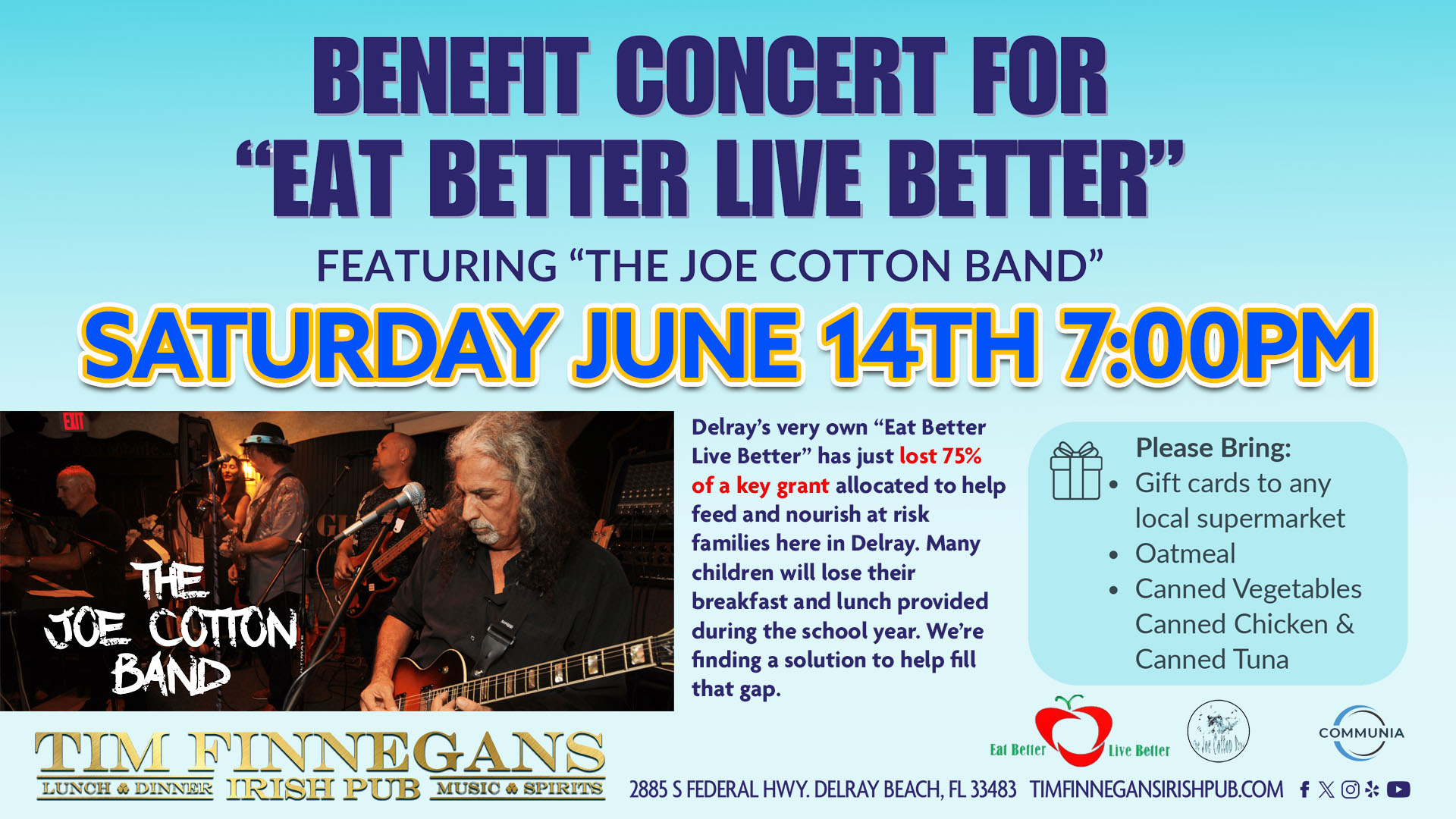 Eat Better Live Better Benefit featuring The Joe Cotton Band
