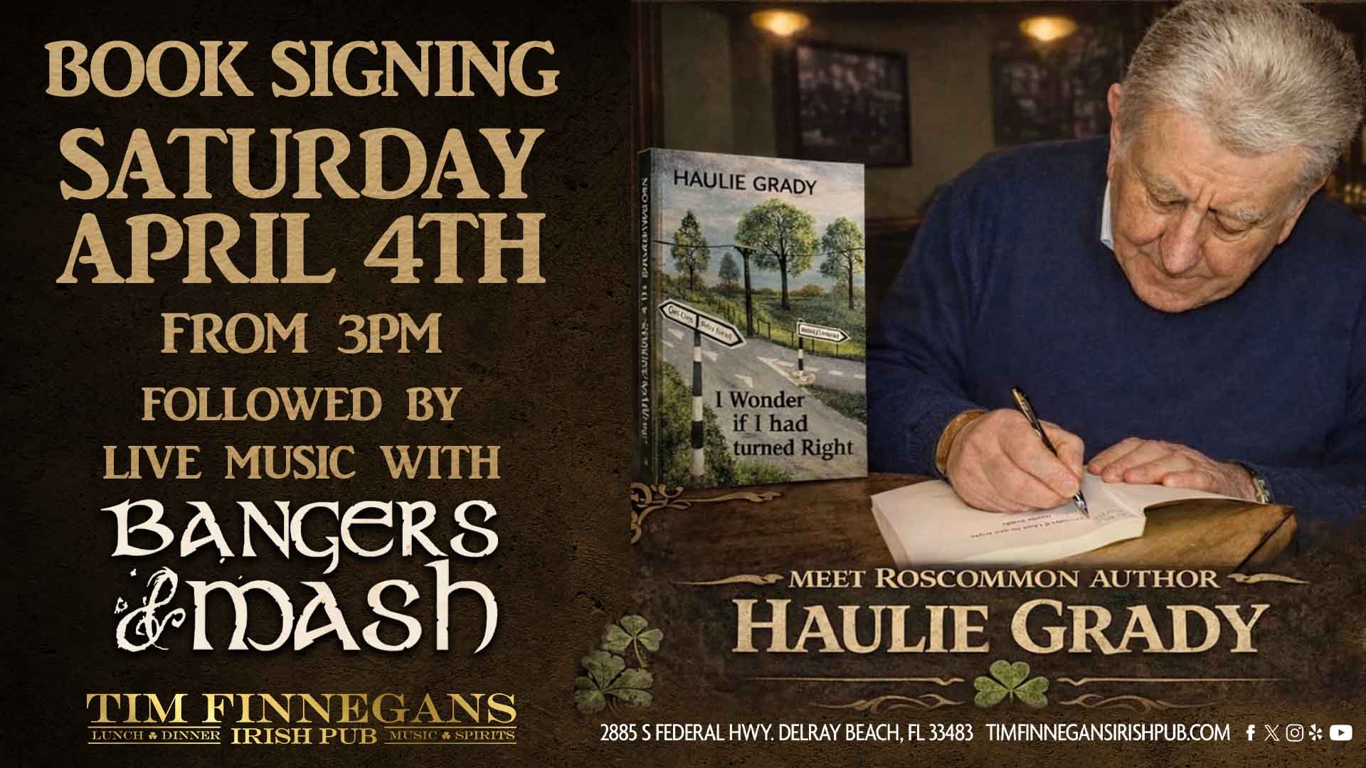 Book Signing - Haulie Grady - I Wonder if I had Turned Right - April 4th 3pm